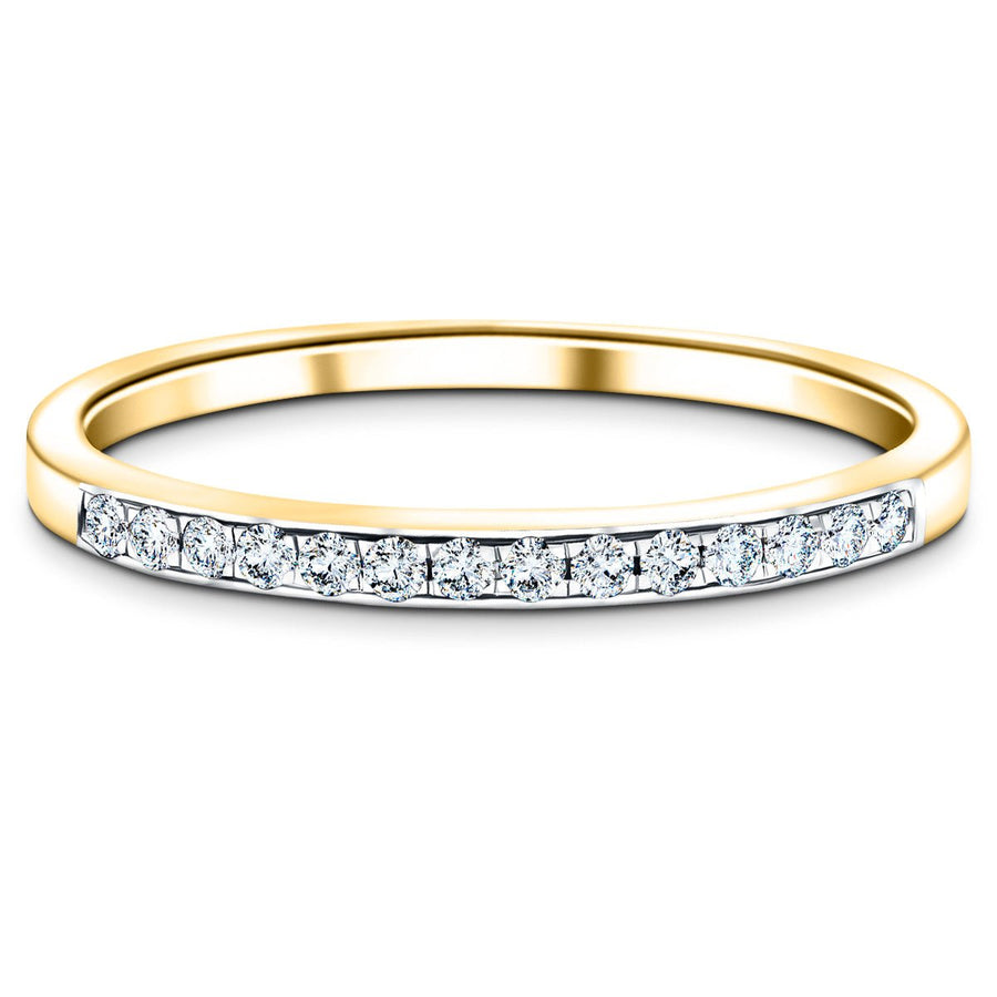 Lab Diamond 14 Stone Half Eternity Ring 0.15ct G/VS in 18k Yellow Gold - After Diamonds