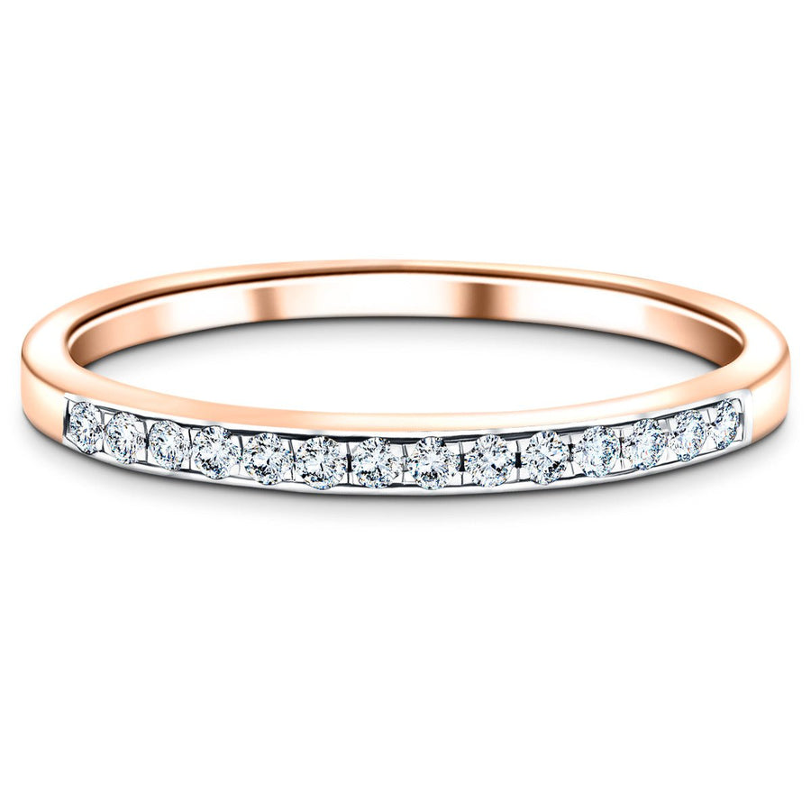 Lab Diamond 14 Stone Half Eternity Ring 0.15ct G/VS in 9k Rose Gold - After Diamonds