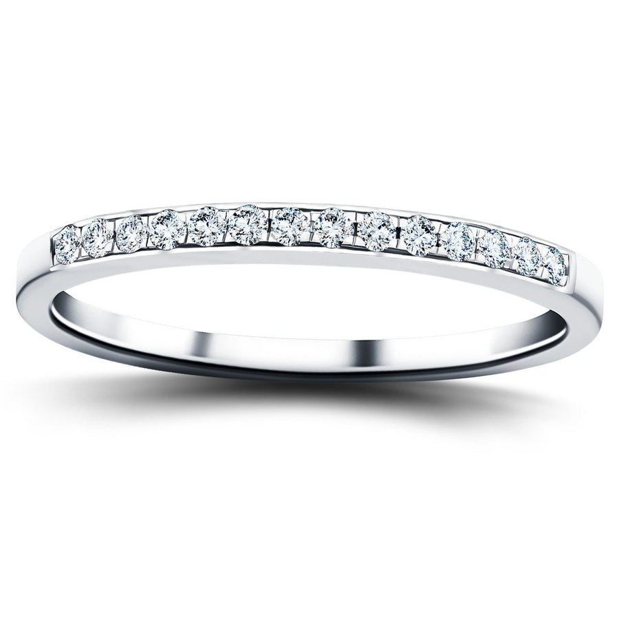 Lab Diamond 14 Stone Half Eternity Ring 0.15ct G/VS in 9k White Gold - After Diamonds