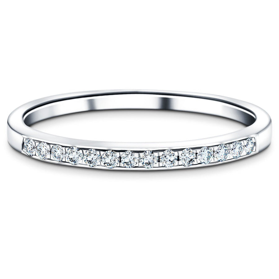 Lab Diamond 14 Stone Half Eternity Ring 0.15ct G/VS in 9k White Gold - After Diamonds