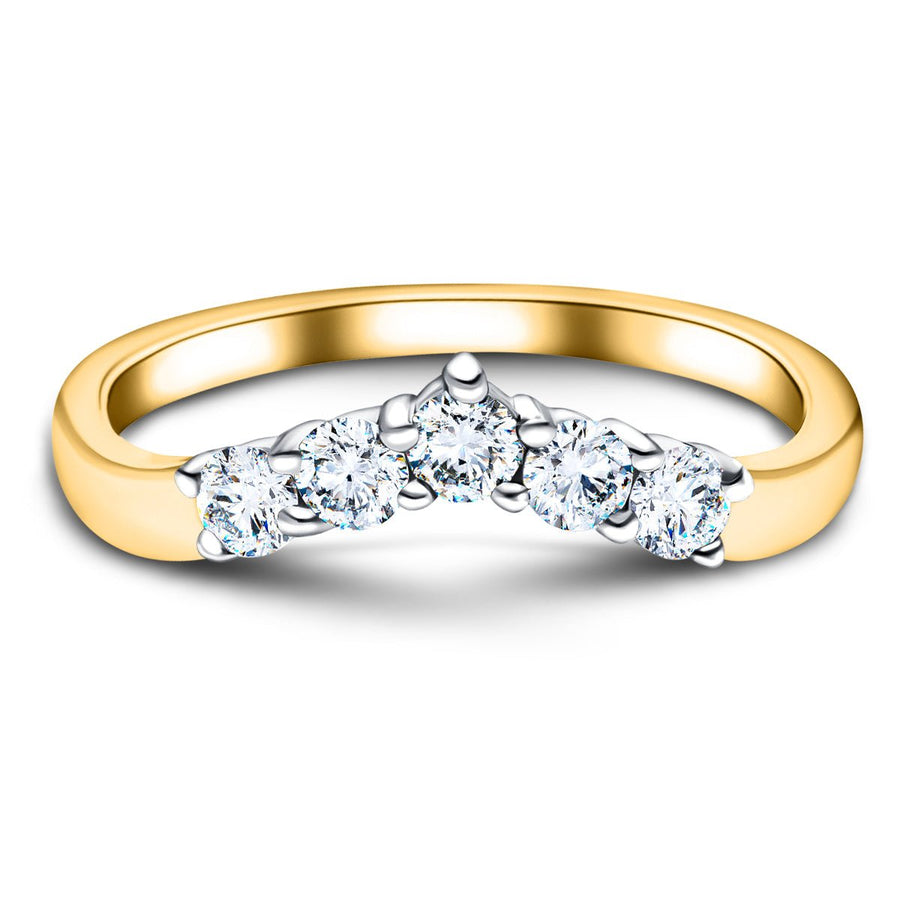 Lab Diamond 5 Stone Wishbone Ring 0.45ct G/VS Quality in 9k Yellow Gold - After Diamonds