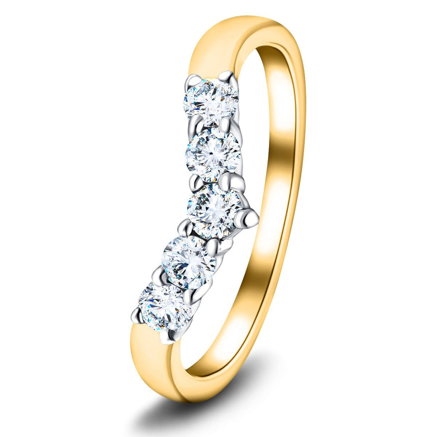 Lab Diamond 5 Stone Wishbone Ring 0.45ct G/VS Quality in 9k Yellow Gold - After Diamonds