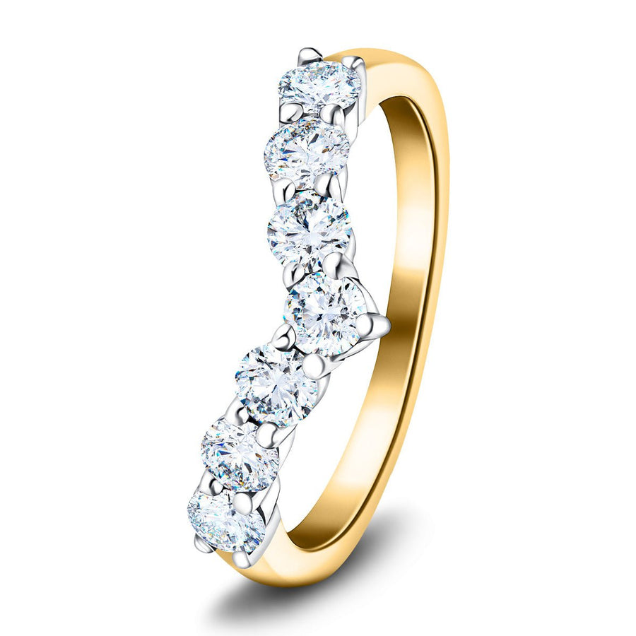 Lab Diamond 7 Stone Wishbone Ring 0.50ct G/VS Quality in 18k Yellow Gold - After Diamonds