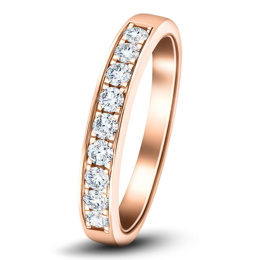 Lab Diamond 9 Stone Half Eternity Ring 0.50ct G/VS in 18k Rose Gold - After Diamonds