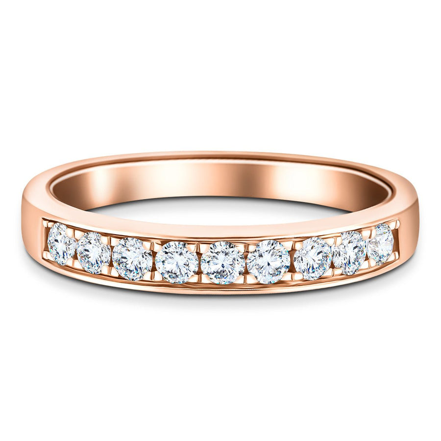 Lab Diamond 9 Stone Half Eternity Ring 0.50ct G/VS in 18k Rose Gold - After Diamonds