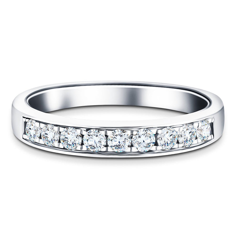 Lab Diamond 9 Stone Half Eternity Ring 0.50ct G/VS in 18k White Gold - After Diamonds