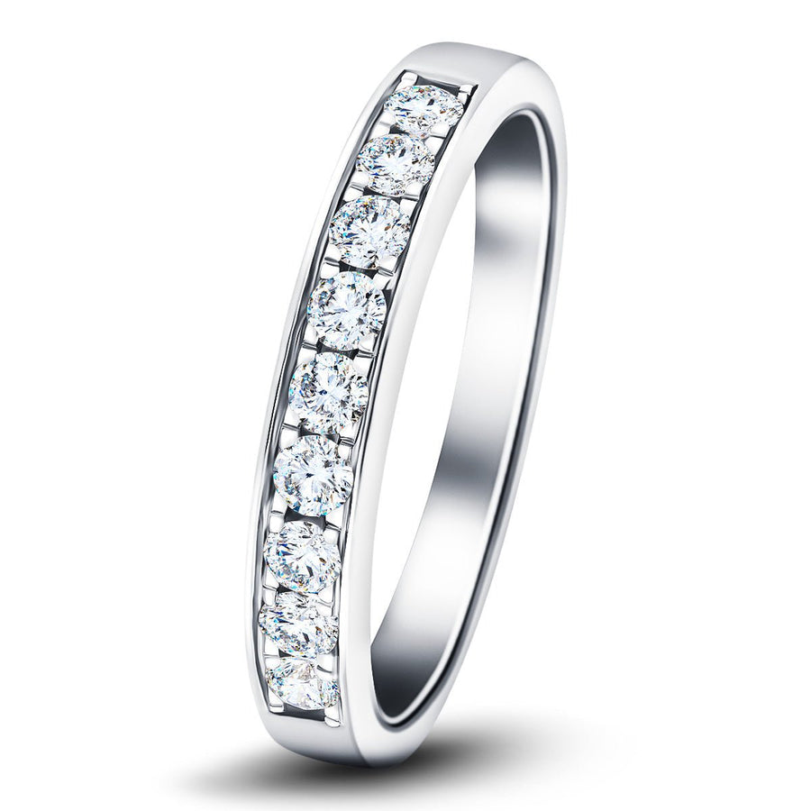 Lab Diamond 9 Stone Half Eternity Ring 0.50ct G/VS in 18k White Gold - After Diamonds