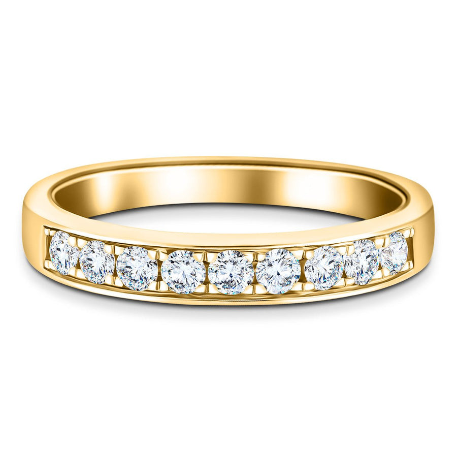 Lab Diamond 9 Stone Half Eternity Ring 0.50ct G/VS in 18k Yellow Gold - After Diamonds