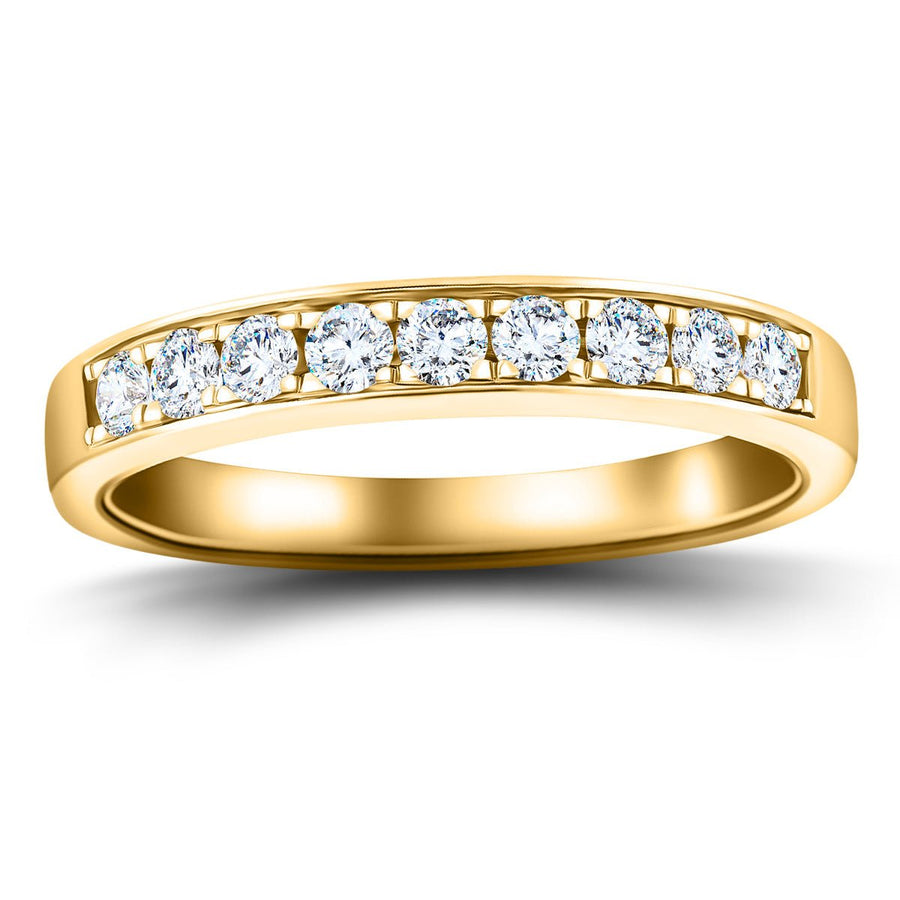 Lab Diamond 9 Stone Half Eternity Ring 0.50ct G/VS in 18k Yellow Gold - After Diamonds