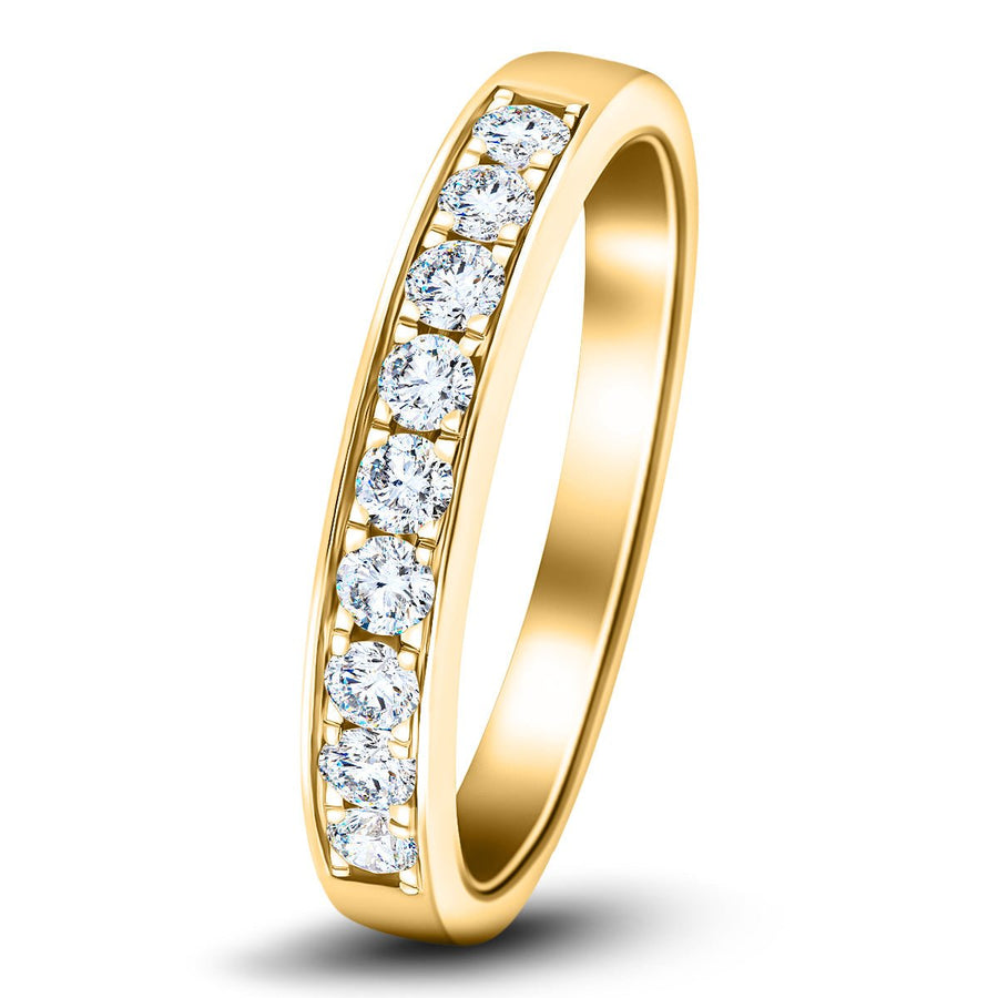 Lab Diamond 9 Stone Half Eternity Ring 0.50ct G/VS in 18k Yellow Gold - After Diamonds