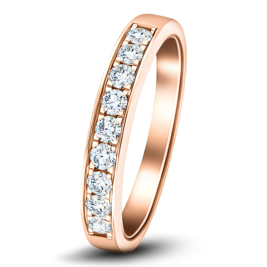 Lab Diamond 9 Stone Half Eternity Ring 0.50ct G/VS in 9k Rose Gold - After Diamonds