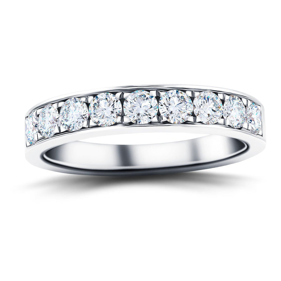 Lab Diamond 9 Stone Half Eternity Ring 1.00ct G/VS in 18k White Gold - After Diamonds