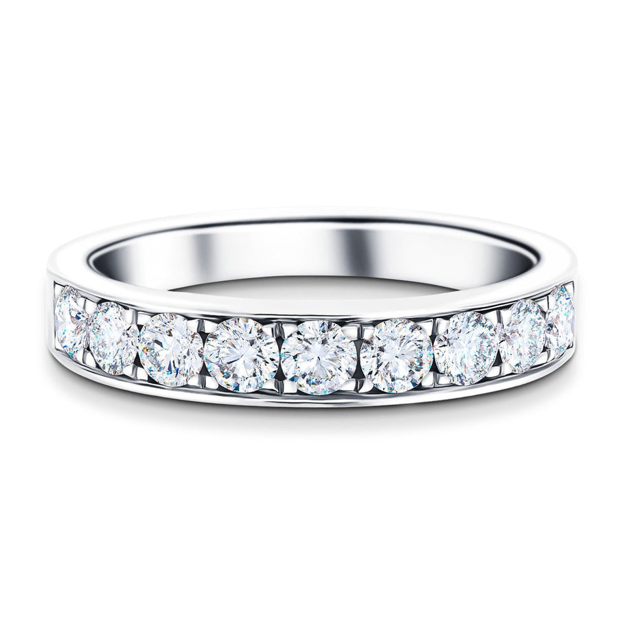 Lab Diamond 9 Stone Half Eternity Ring 1.00ct G/VS in 18k White Gold - After Diamonds