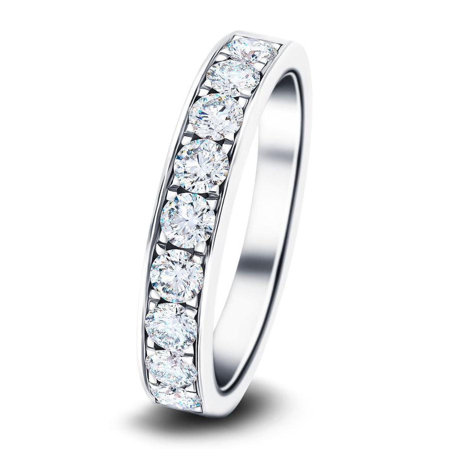 Lab Diamond 9 Stone Half Eternity Ring 1.00ct G/VS in 18k White Gold - After Diamonds