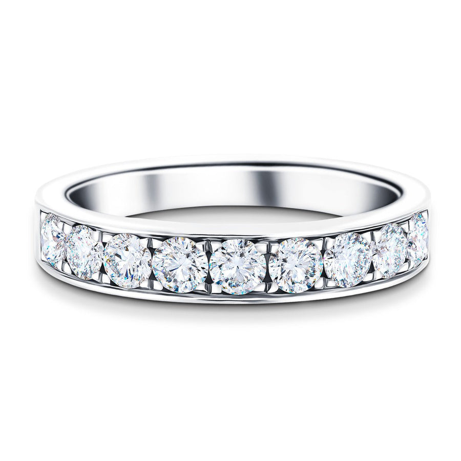 Lab Diamond 9 Stone Half Eternity Ring 1.00ct G/VS in 9k White Gold - After Diamonds