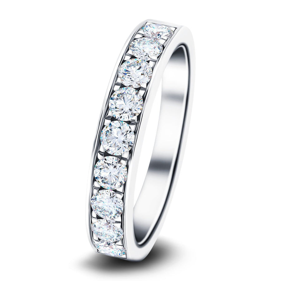 Lab Diamond 9 Stone Half Eternity Ring 1.00ct G/VS in 9k White Gold - After Diamonds
