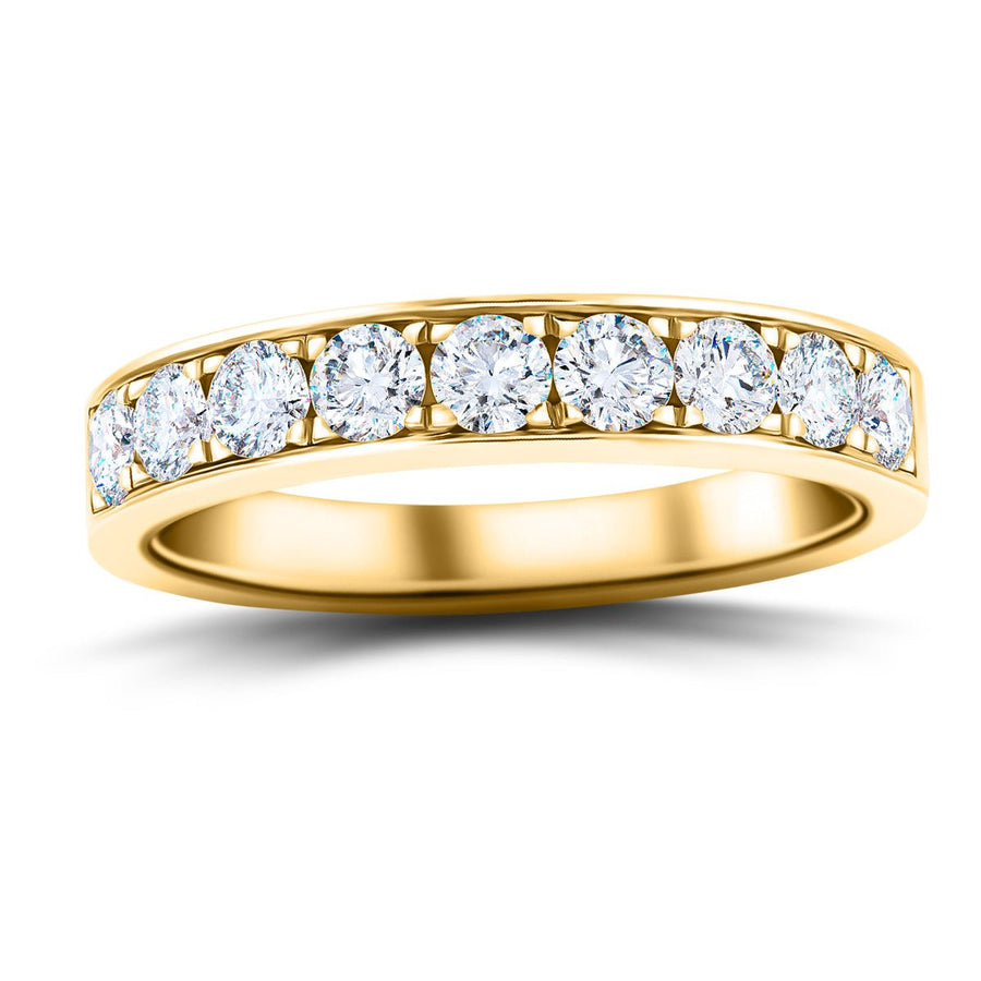 Lab Diamond 9 Stone Half Eternity Ring 1.00ct G/VS in 9k Yellow Gold - After Diamonds