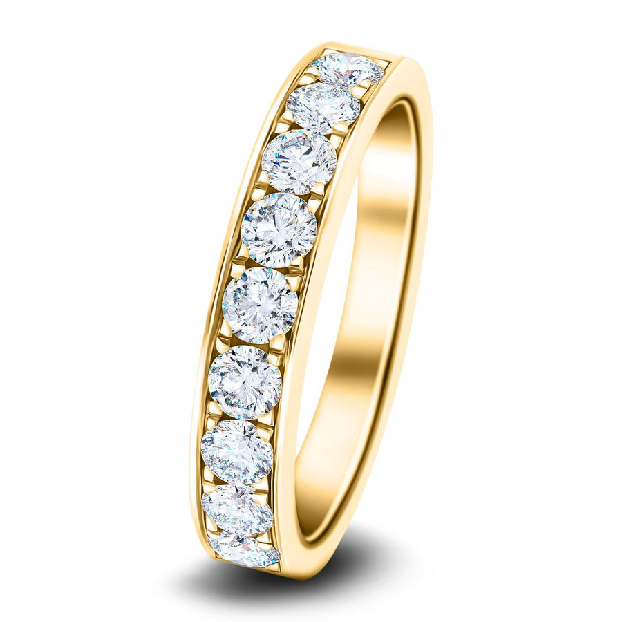 Lab Diamond 9 Stone Half Eternity Ring 1.00ct G/VS in 9k Yellow Gold - After Diamonds