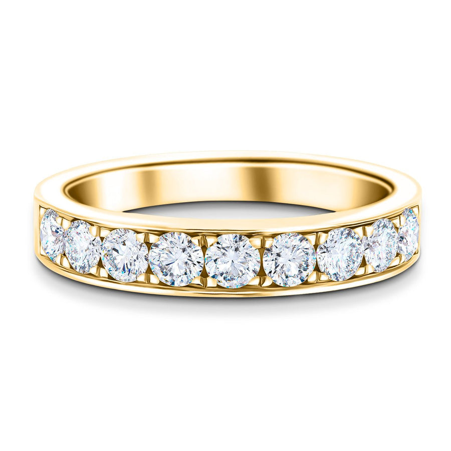 Lab Diamond 9 Stone Half Eternity Ring 1.00ct G/VS in 9k Yellow Gold - After Diamonds