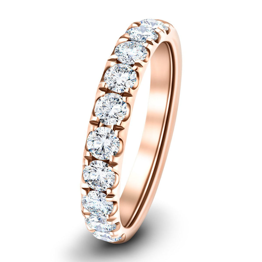 Lab Diamond 9 Stone Half Eternity Ring 1.35ct G/VS in 9k Rose Gold - After Diamonds