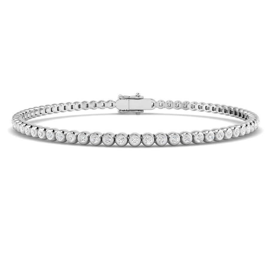 Lab Diamond Bezel Set Tennis Bracelet 1.00ct G/VS in 18k White Gold - After Diamonds