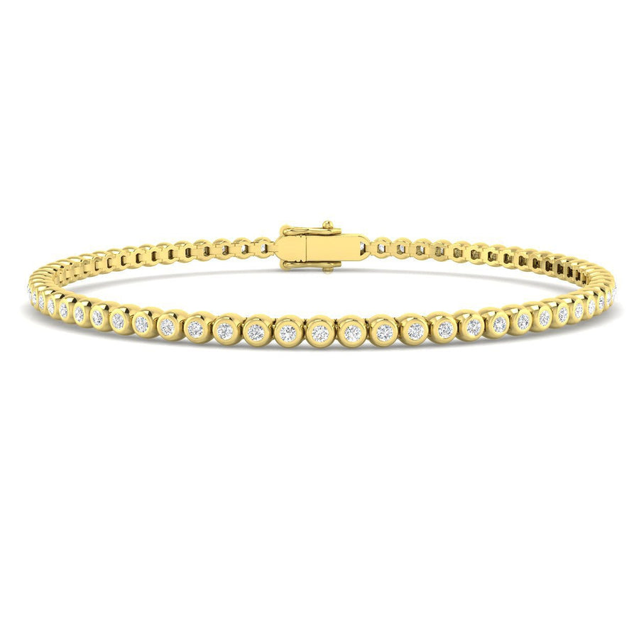 Lab Diamond Bezel Set Tennis Bracelet 1.00ct G/VS in 18k Yellow Gold - After Diamonds
