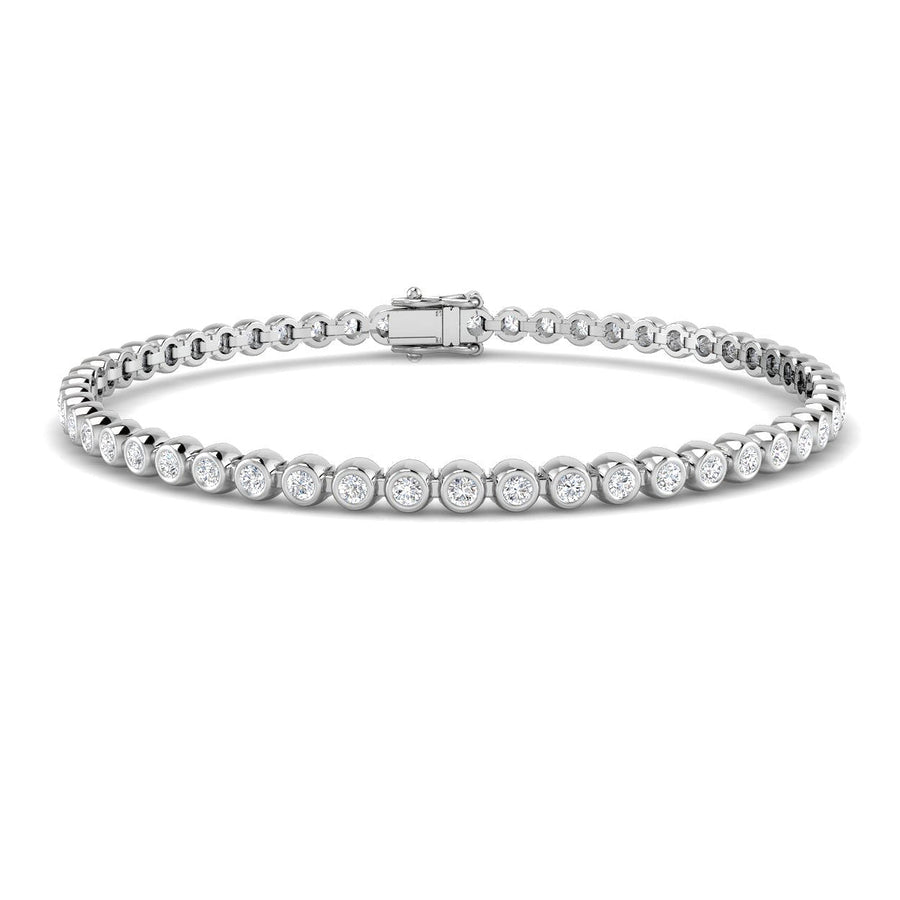 Lab Diamond Bezel Set Tennis Bracelet 2.00ct G/VS in 18k White Gold - After Diamonds