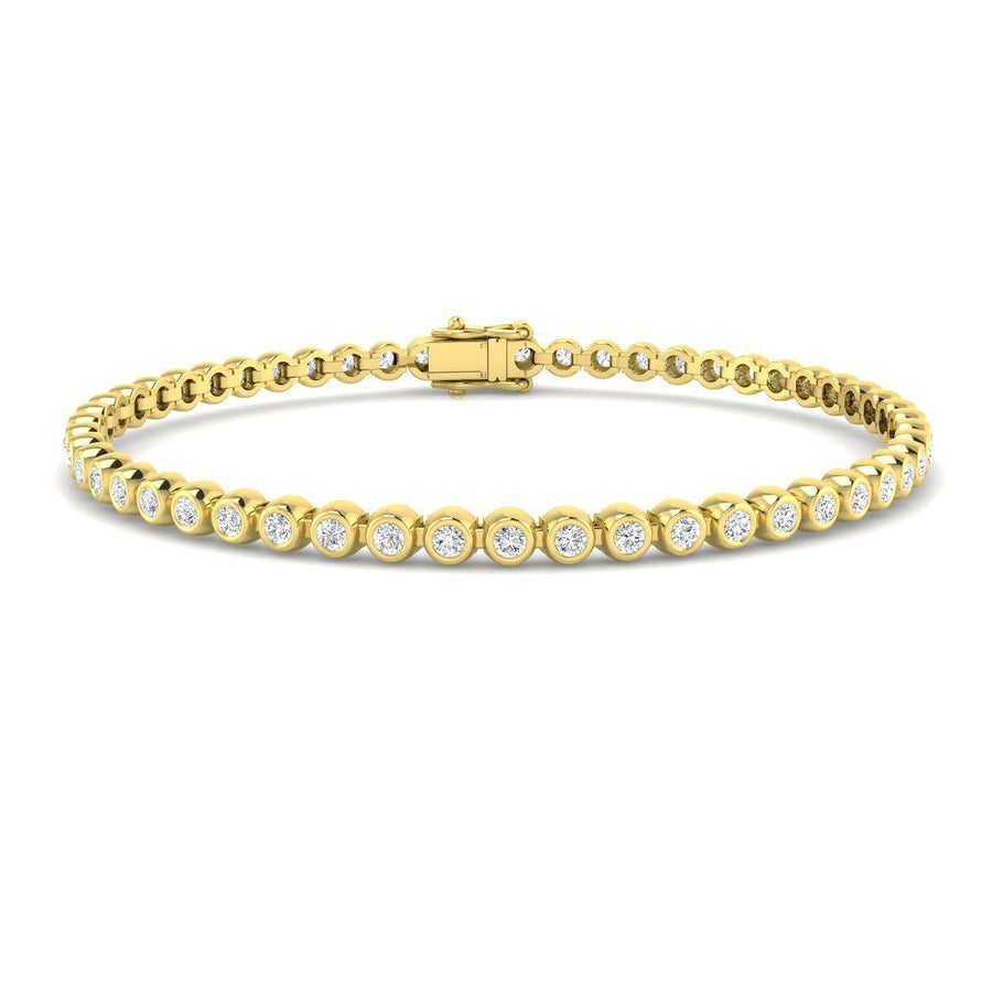 Lab Diamond Bezel Set Tennis Bracelet 2.00ct G/VS in 18k Yellow Gold - After Diamonds