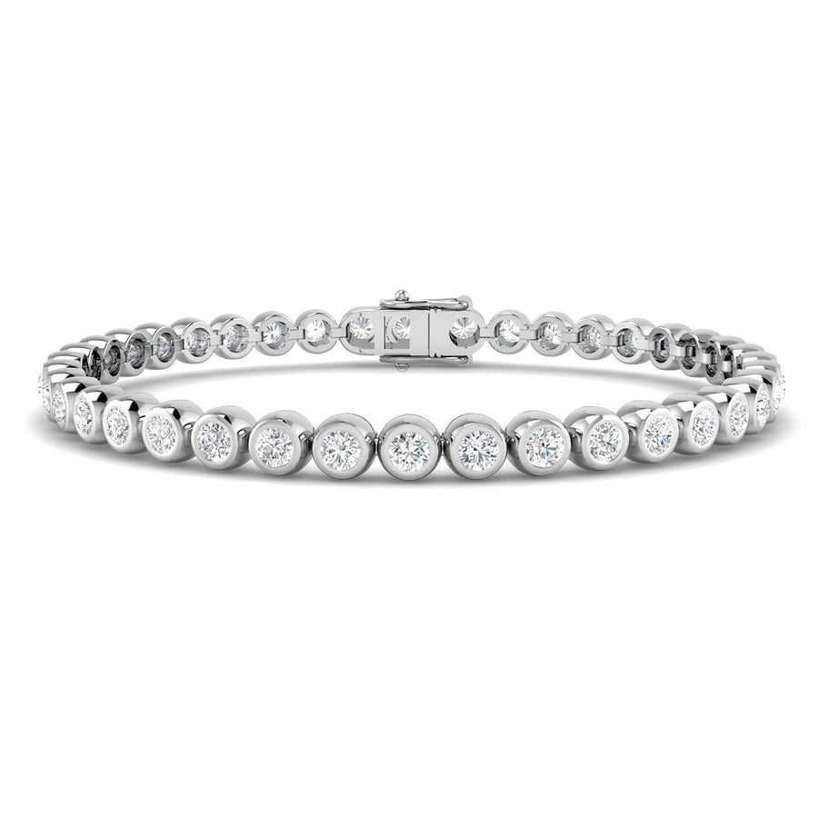 Lab Diamond Bezel Set Tennis Bracelet 4.00ct G/VS in 18k White Gold - After Diamonds