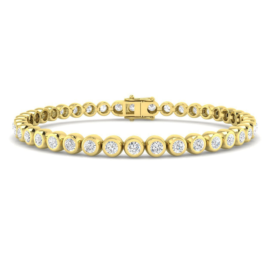 Lab Diamond Bezel Set Tennis Bracelet 4.00ct G/VS in 18k Yellow Gold - After Diamonds