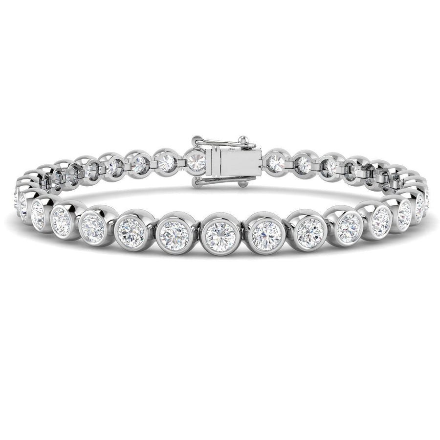 Lab Diamond Bezel Set Tennis Bracelet 6.00ct G/VS in 18k White Gold - After Diamonds