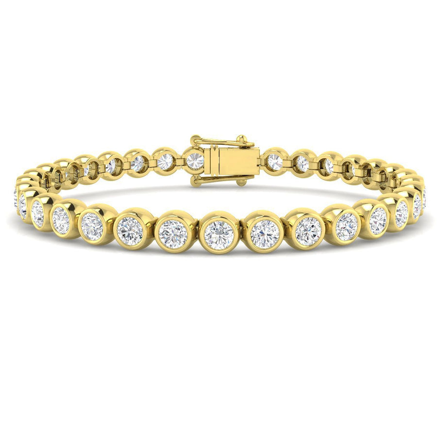 Lab Diamond Bezel Set Tennis Bracelet 6.00ct G/VS in 18k Yellow Gold - After Diamonds