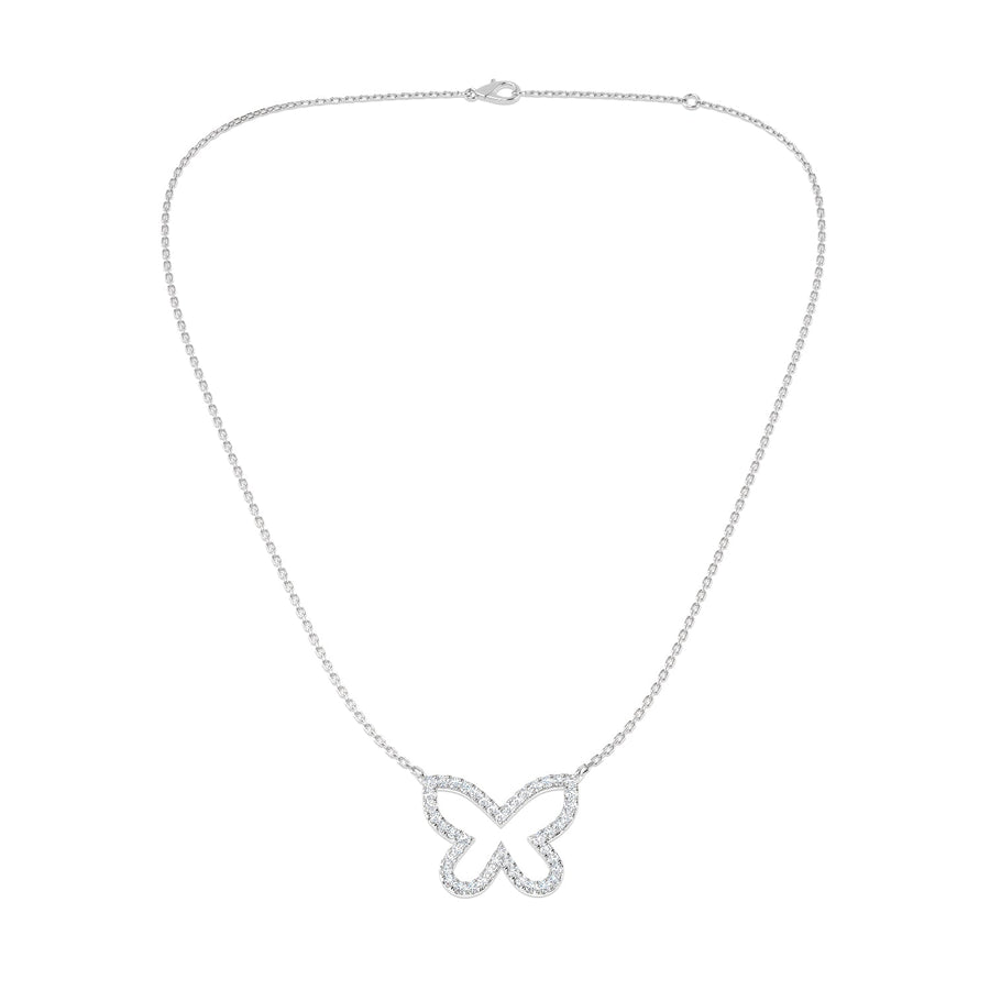 Lab Diamond Butterfly Necklace 0.50ct in 9k White Gold - After Diamonds