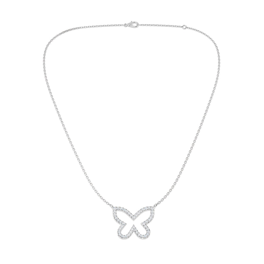 Lab Diamond Butterfly Necklace 0.50ct in Silver - After Diamonds