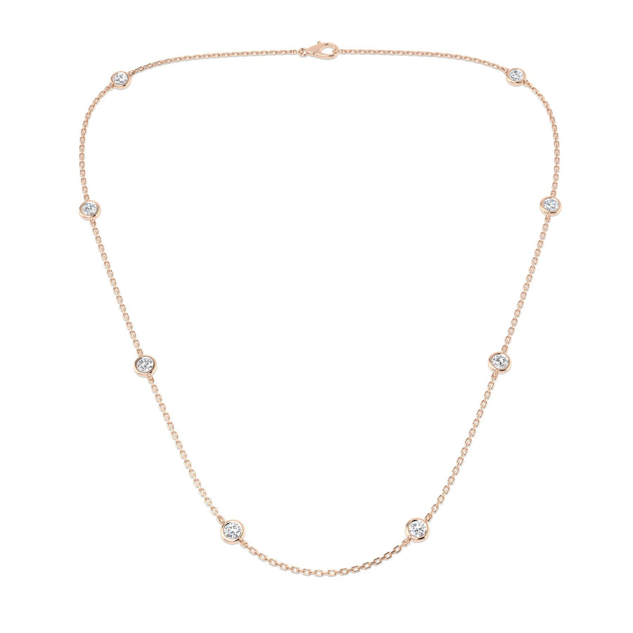 Lab Diamond Chain Necklace 0.32ct in 18k Rose Gold 16" - After Diamonds