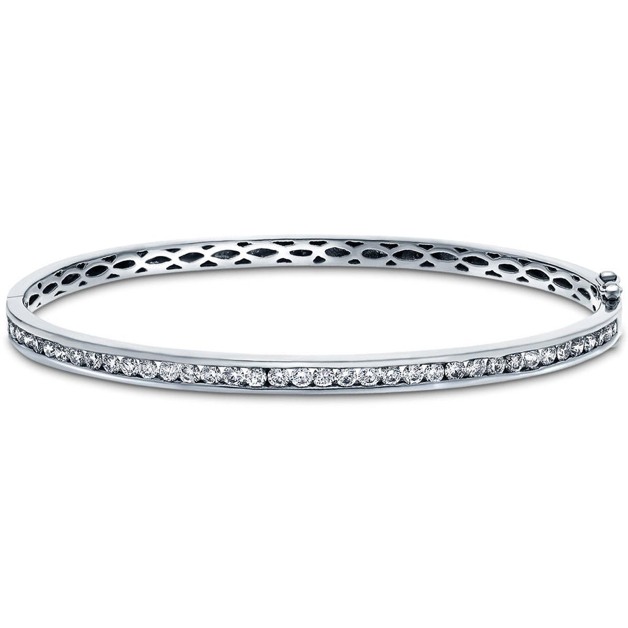 Lab Diamond Channel Set Bangle 1.50ct in G/VS 18k White Gold - After Diamonds