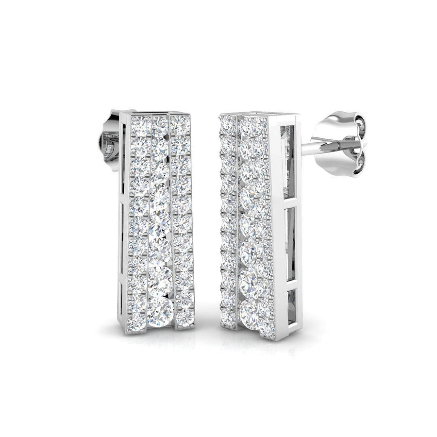 Lab Diamond Channel Set Drop Earrings 0.80ct G/VS in 9k White Gold - After Diamonds