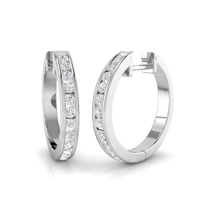 Lab Diamond Channel Set Hoop Earrings 0.50ct in 925 Silver - After Diamonds