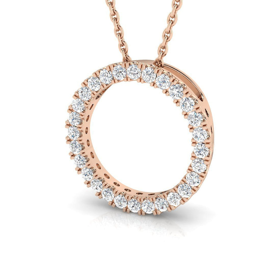 Lab Diamond Circle Necklace Pendant 0.25ct in 9k Rose Gold - After Diamonds