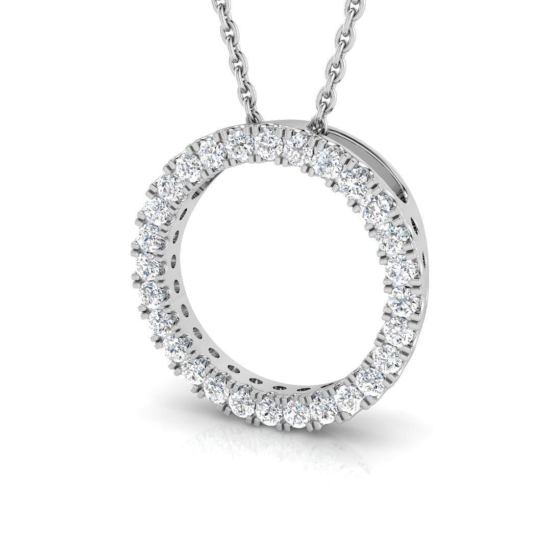 Lab Diamond Circle Necklace Pendant 0.25ct in 9k White Gold