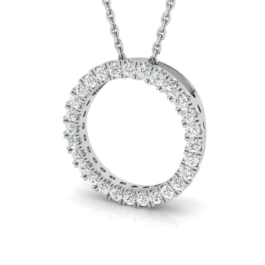 Lab Diamond Circle Necklace Pendant 0.25ct in 9k White Gold - After Diamonds