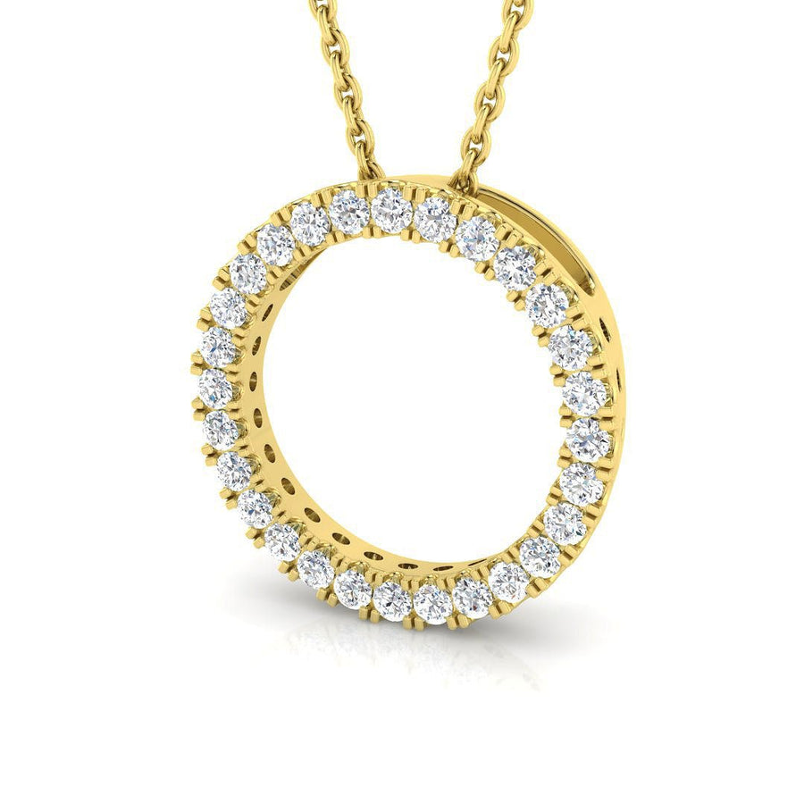 Lab Diamond Circle Necklace Pendant 0.25ct in 9k Yellow Gold - After Diamonds