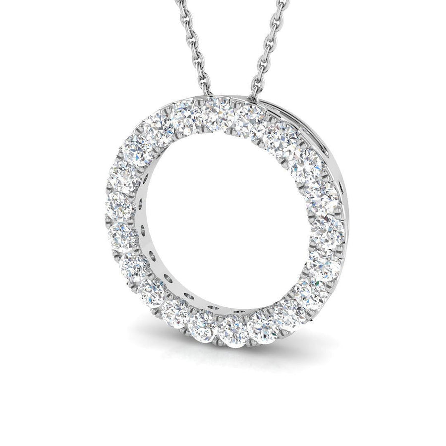 Lab Diamond Circle Necklace Pendant 1.00ct in 925 Silver - After Diamonds