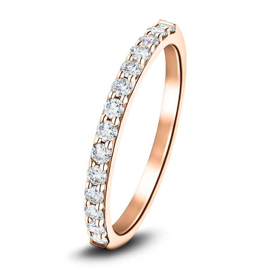 Lab Diamond Claw Set 14 Stone Half Eternity 0.35ct G/VS in 18k Rose Gold - After Diamonds