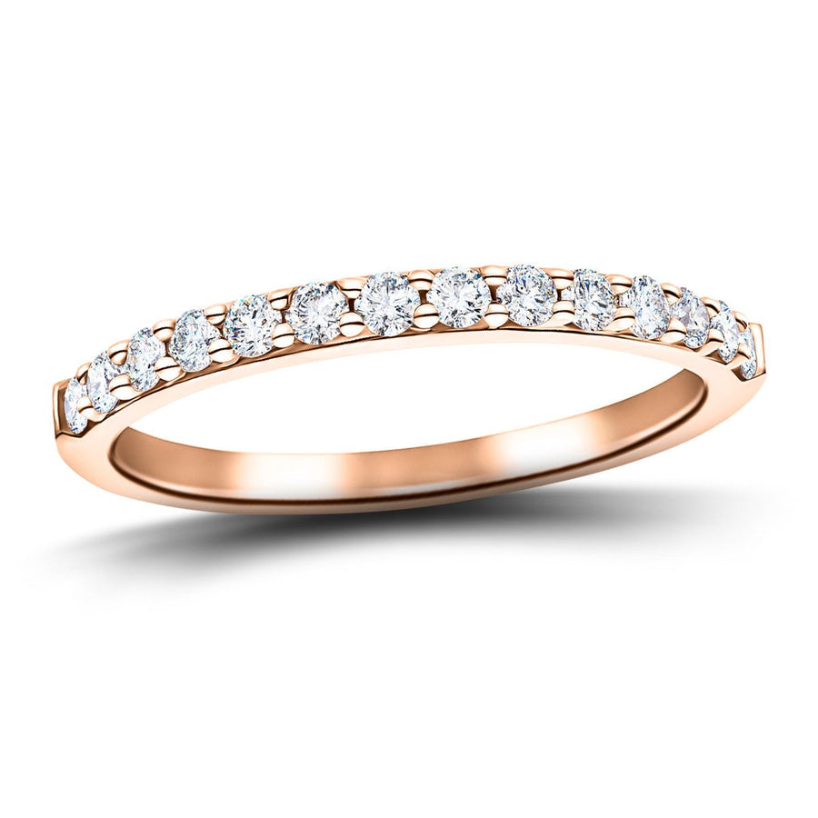 Lab Diamond Claw Set 14 Stone Half Eternity 0.35ct G/VS in 18k Rose Gold - After Diamonds