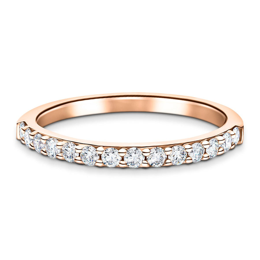 Lab Diamond Claw Set 14 Stone Half Eternity 0.35ct G/VS in 18k Rose Gold - After Diamonds