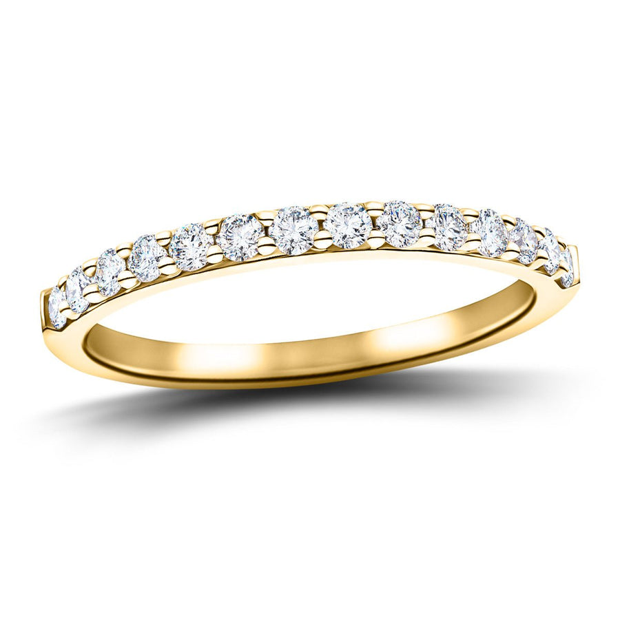 Lab Diamond Claw Set 14 Stone Half Eternity 0.35ct G/VS in 9k Yellow Gold - After Diamonds