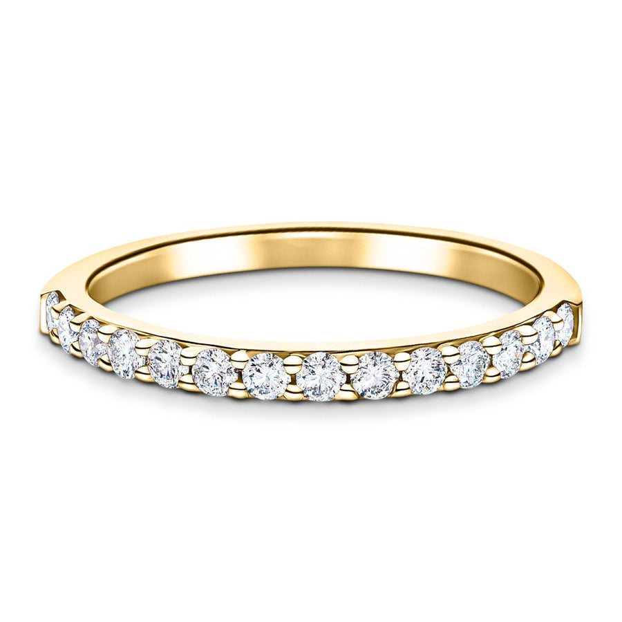 Lab Diamond Claw Set 14 Stone Half Eternity 0.35ct G/VS in 9k Yellow Gold - After Diamonds