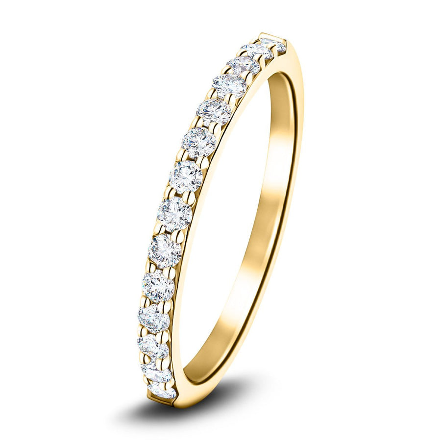 Lab Diamond Claw Set 14 Stone Half Eternity 0.35ct G/VS in 9k Yellow Gold - After Diamonds