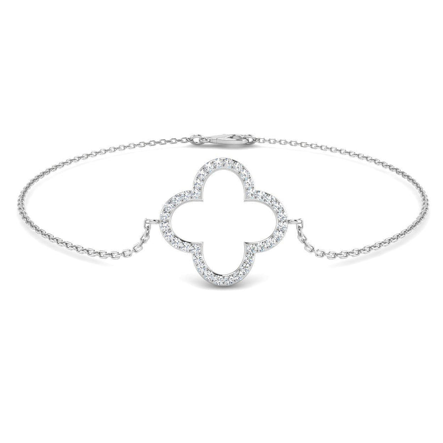 Lab Diamond Clover Bracelet 0.15ct G/VS in 18k White Gold - After Diamonds